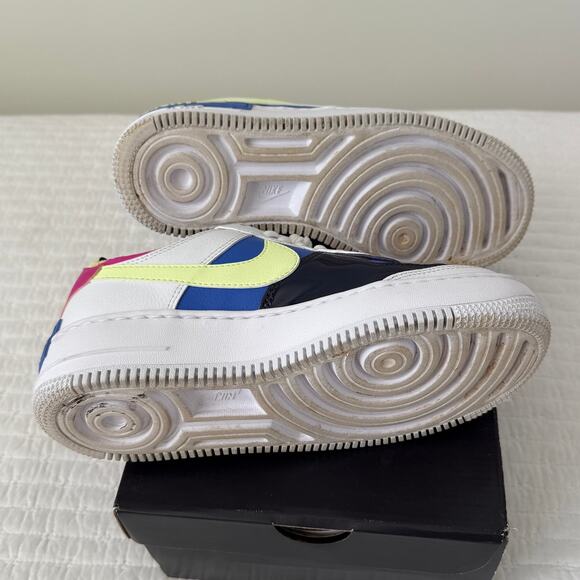 EUC in Box Nike AirForce 1 Shadow Sneakers White Sapphire Barely Volt Women 7.5 - Picture 7 of 9